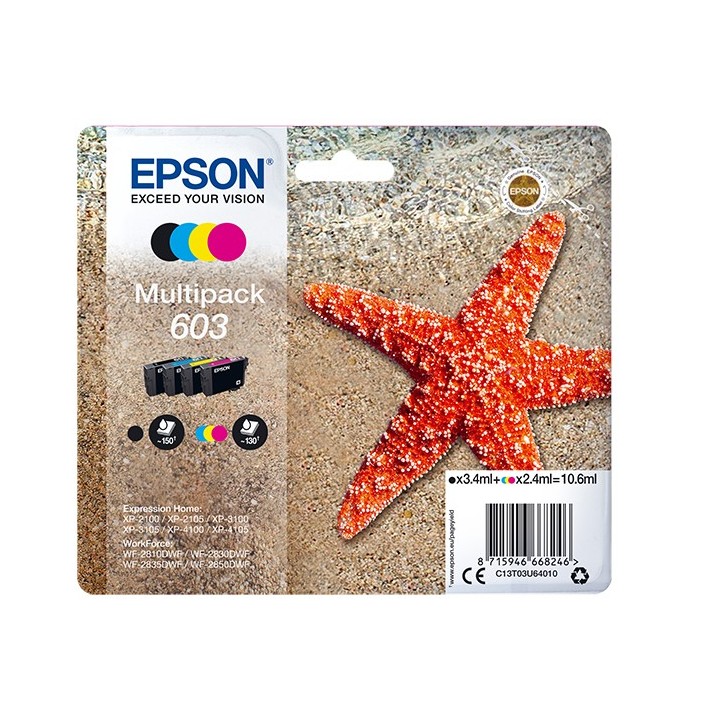 epson multipack cartucho tinta epson 603 c13t03u64010 negro -  cian -  amarillo -  magenta -  estrel