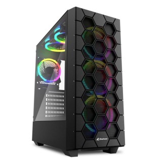 sharkoon caja ordenador gaming rgb hex atx 2 x usb 3.0 1 x usb tipo c sin fuente negro