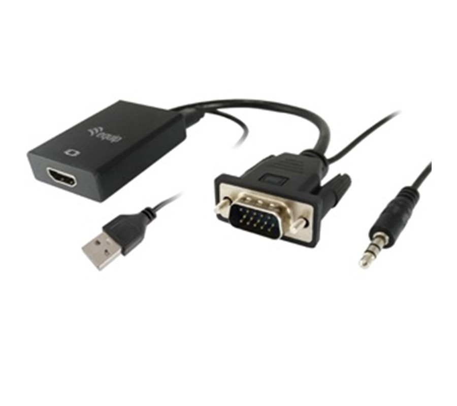 equip adaptador equip vga macho a hdmi hembra con audio jack 3.5 pulgadas 119038