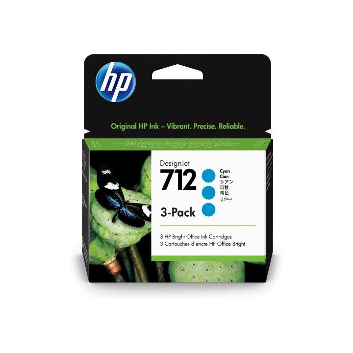 hp paquete de 3 cartuchos de tinta designjet 712 cian de 29 ml