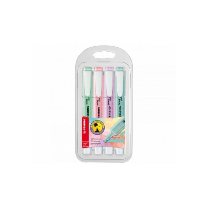 stabilo estuche plastico swing cool pastel 4 unidades surtidas trazo 1/4mm. stabilo 275/4-08