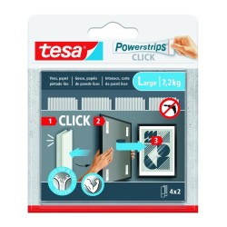 tesa blister tiras adhesivas cuelga objetos powerstrips clik 7,2kg  4 pares 85x20mm l tesa 77722-000