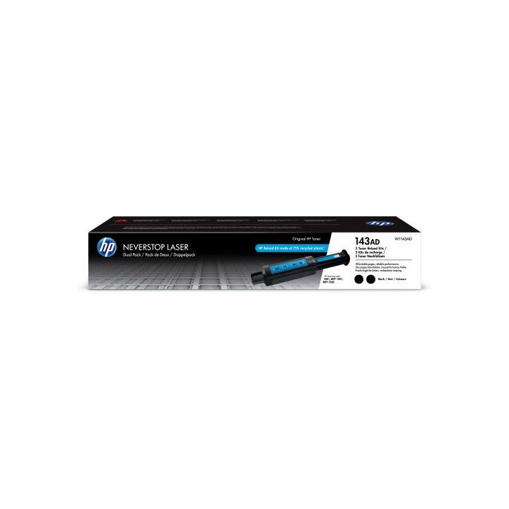 hp toner 143ad negro kit recarga x 2 neverstop (w1143ad)