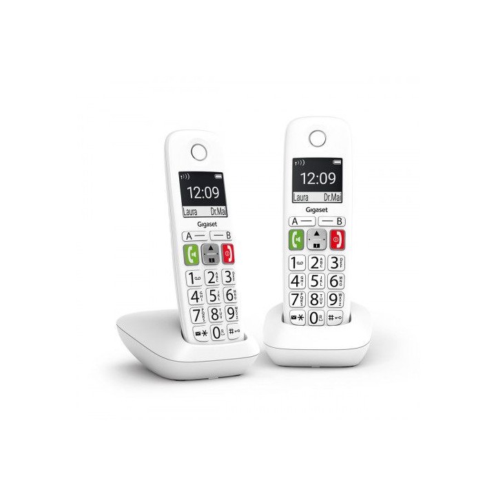 gigaset e290 duo telefono dect/analogico identificador de llamadas blanco