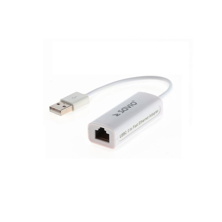 adaptador usb 2.0 - ethernet (rj-45) savio cl-24 blanco 10-100 mbps
