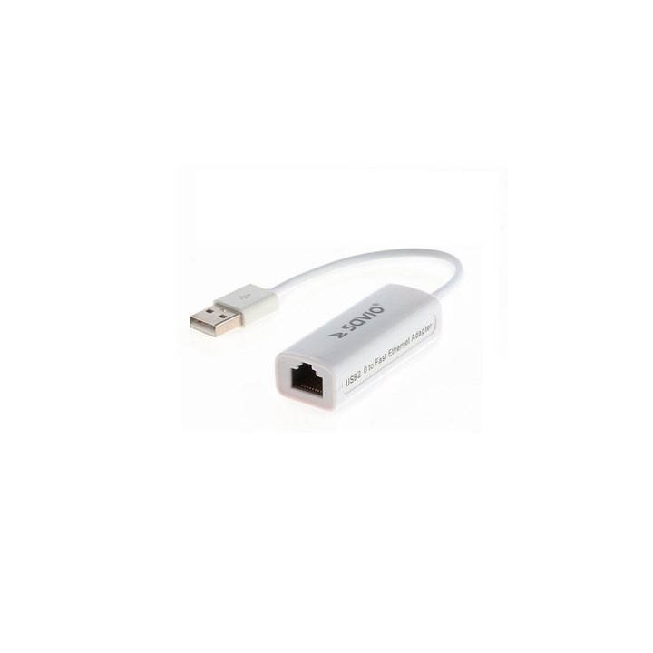 adaptador usb 2.0 - ethernet (rj-45) savio cl-24 blanco 10-100 mbps