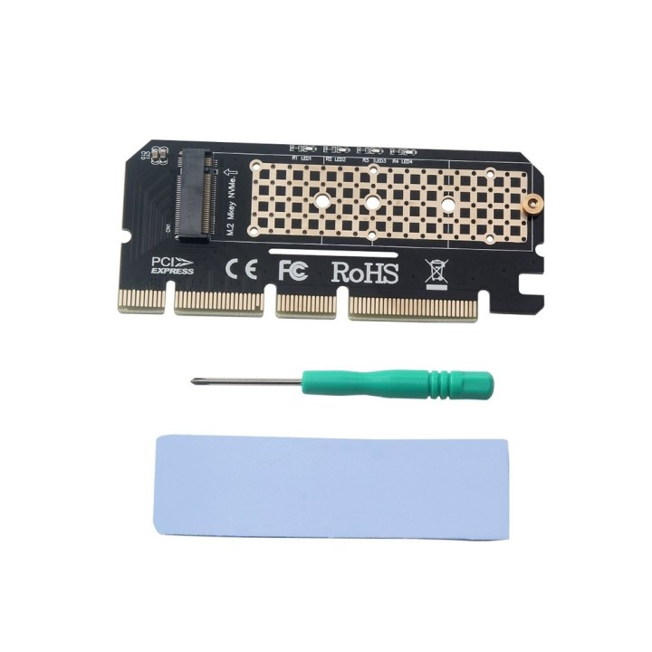 tarjeta adaptadora savio de pci-e a m2 nvme m-key estandar nvme conectores m.2 y pci express