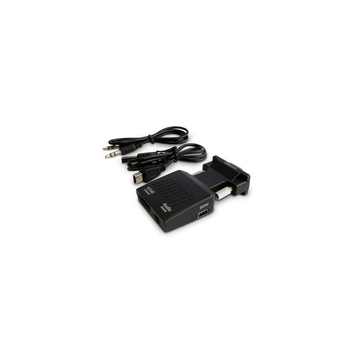 adaptador vga (m) - hdmi (h) savio cl-145 1080p negro 1.4 dc 5v 6000ma