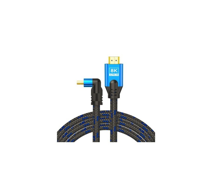 cable hdmi 2.1 (m) angular 8k savio cl-148 3m 3m macho a macho trenzado azul y negro hdr 8k