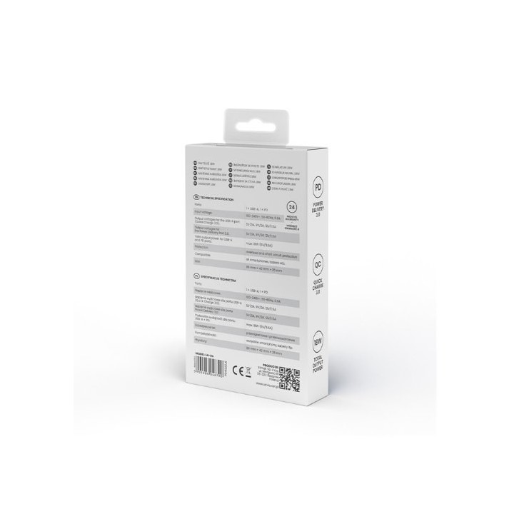 cargador usb 3.0 de carga rapida 18w savio la-05 1pd   1usb(a) blanco 18w