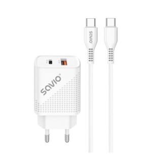 cargador usb 3.0 de carga rapida 18w savio la-05 1pd   1usb(a) blanco 18w incluye cable
