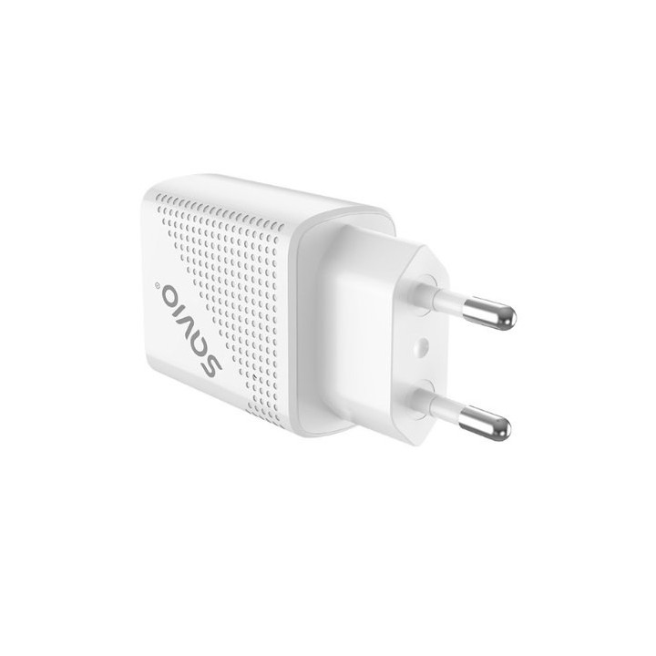 cargador usb 3.0 de carga rapida 18w savio la-05 1pd   1usb(a) blanco 18w incluye cable