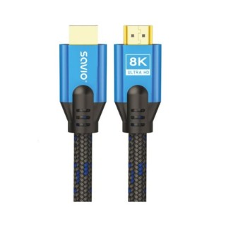 cable hdmi 2.1 (m) trenzado 8k savio cl-169 5m 5m macho a macho azul y negro hdr 8k