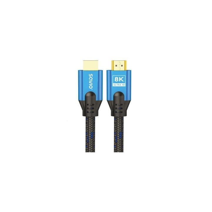 cable hdmi 2.1 (m) trenzado 8k savio cl-169 5m 5m macho a macho azul y negro hdr 8k