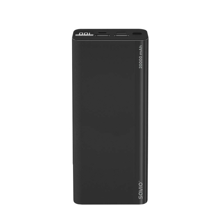 powerbank 20000 mah savio ba-05 negro 20000 mah pantalla led 2usb(a)   1usb(c)
