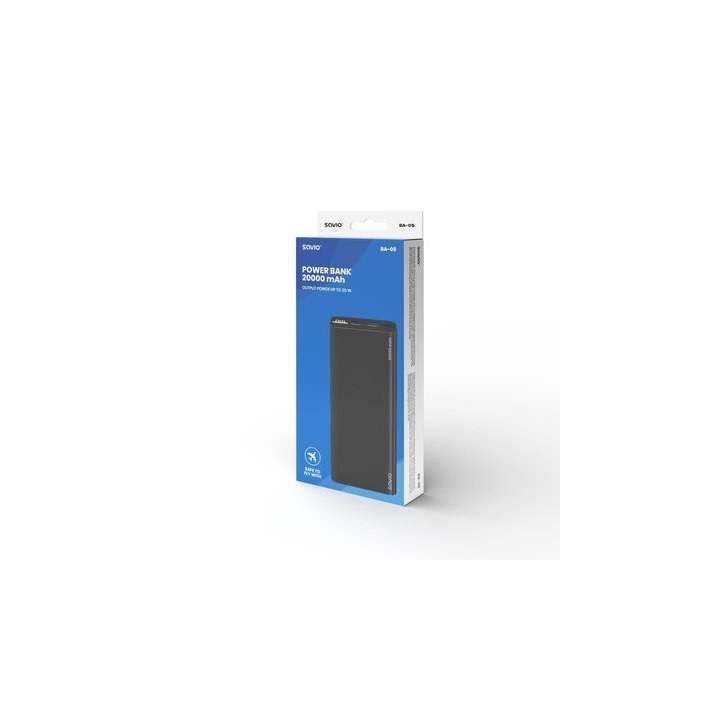 powerbank 20000 mah savio ba-05 negro 20000 mah pantalla led 2usb(a)   1usb(c)