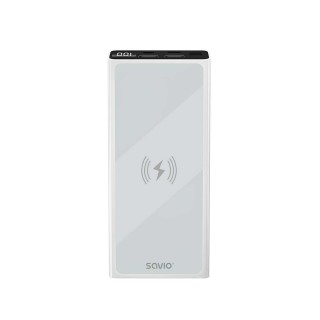 powerbank 10000 induccion mah savio ba-06 blanco 10000 mah pantalla led 2usb(a)   1usb(c)