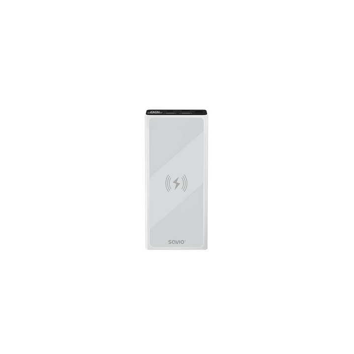 powerbank 10000 induccion mah savio ba-06 blanco 10000 mah pantalla led 2usb(a)   1usb(c)