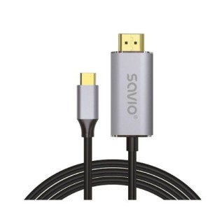 cable usb(c) - hdmi 2.0 4k 2m savio cl-171 negro y plata hdcp 1.4 y 2.3  4k hasta 120 hz