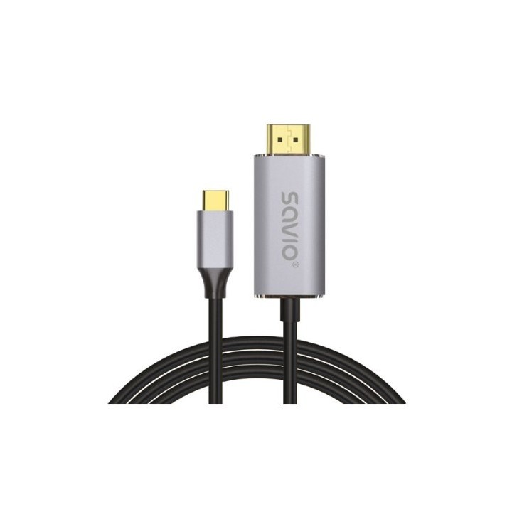 cable usb(c) - hdmi 2.0 4k 2m savio cl-171 negro y plata hdcp 1.4 y 2.3  4k hasta 120 hz