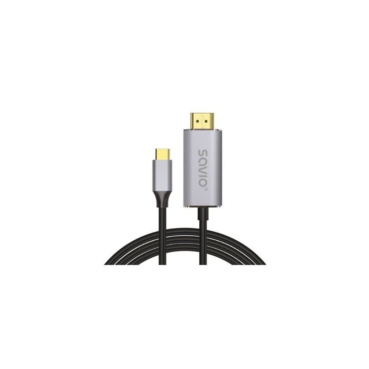 cable usb(c) - hdmi 2.0 4k 2m savio cl-171 negro y plata hdcp 1.4 y 2.3  4k hasta 120 hz