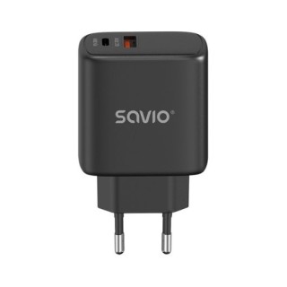 cargador usb 3.0 de carga rapida 30w savio la-06 b 1pd   1usb(a) negro 30w