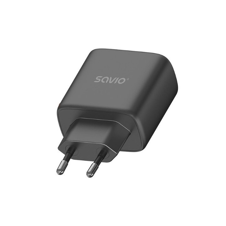 cargador usb 3.0 de carga rapida 30w savio la-06 b 1pd   1usb(a) negro 30w