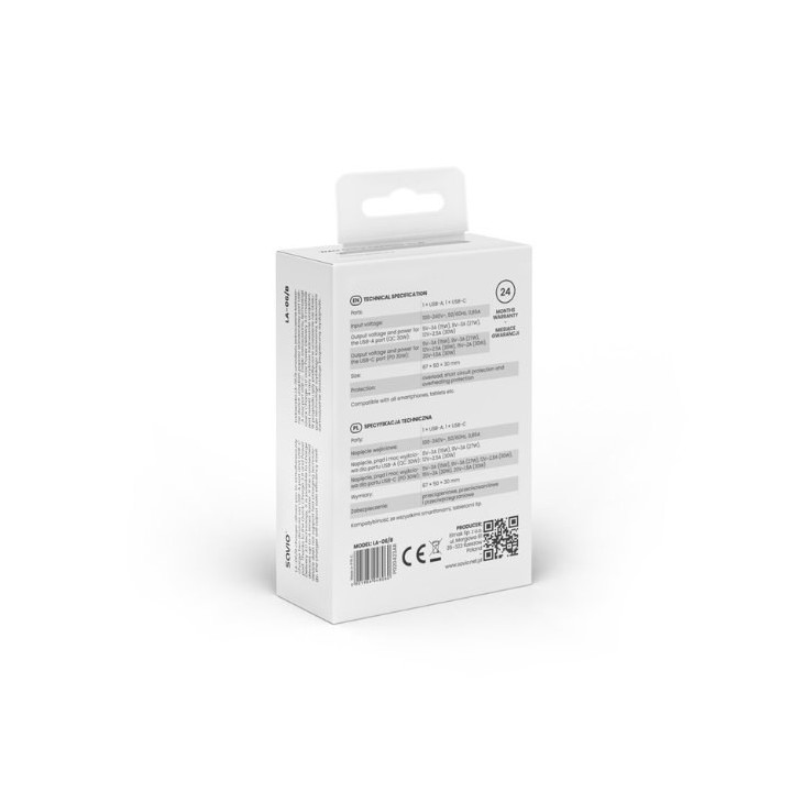 cargador usb 3.0 de carga rapida 30w savio la-06 b 1pd   1usb(a) negro 30w