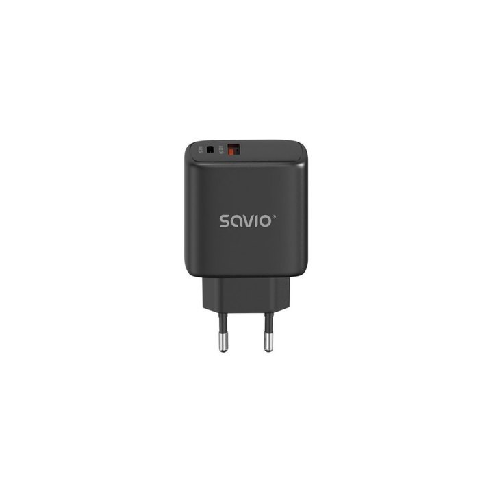 cargador usb 3.0 de carga rapida 30w savio la-06 b 1pd   1usb(a) negro 30w
