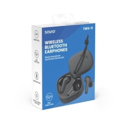 auriculares inalabricos bluetooth 5.3 savio tws-11 negro autonomia 8h funcion carga rapida