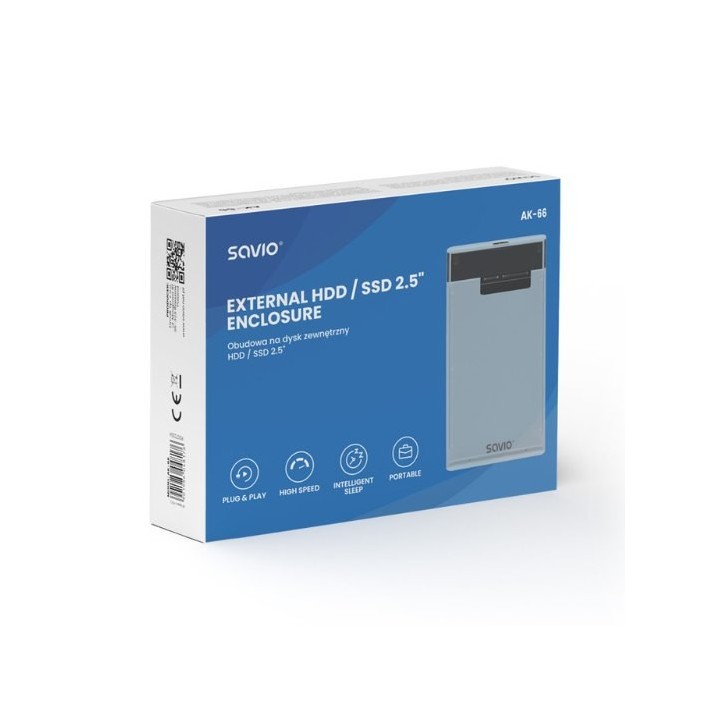 caja externa disco duro hdd ssd 2.5   savio ak-66 transparente usb 3.0 hasta 5 gbps