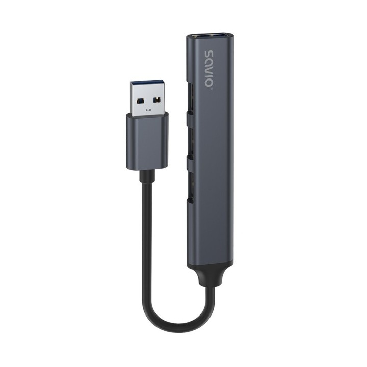 hub usb(a) - 3 x usb(a) 2.0 + 1 x usb(a) 3.2 usb 3.1 gen 1 negro y gris aluminio 5 gbps