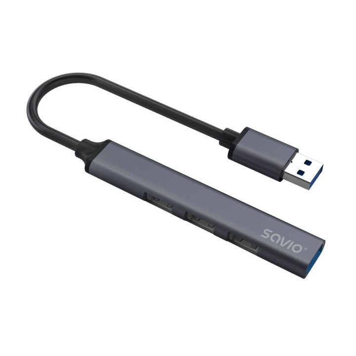 hub usb(a) - 3 x usb(a) 2.0 + 1 x usb(a) 3.2 usb 3.1 gen 1 negro y gris aluminio 5 gbps