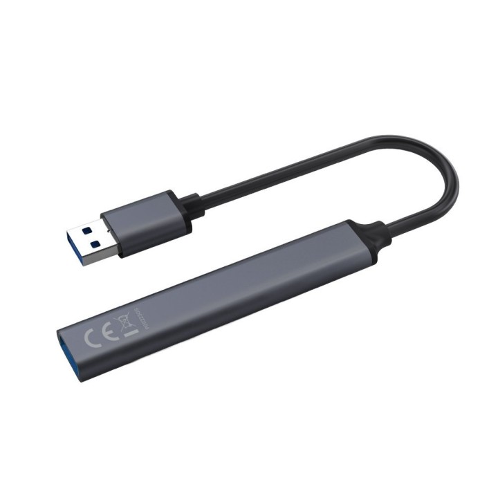hub usb(a) - 3 x usb(a) 2.0 + 1 x usb(a) 3.2 usb 3.1 gen 1 negro y gris aluminio 5 gbps