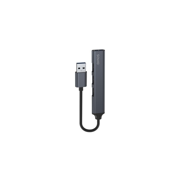 hub usb(a) - 3 x usb(a) 2.0 + 1 x usb(a) 3.2 usb 3.1 gen 1 negro y gris aluminio 5 gbps