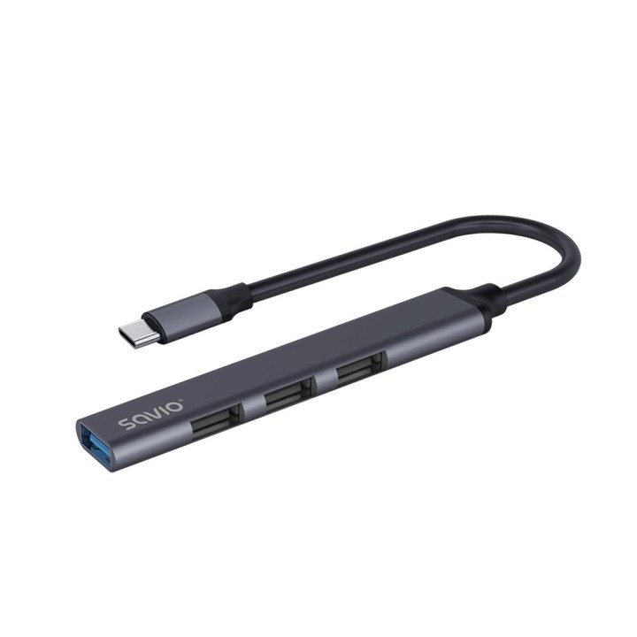 hub usb(c) - 3 x usb(a) 2.0 + 1 x usb(a) 3.1 usb 3.1 gen 1 negro y gris aluminio 5 gbps