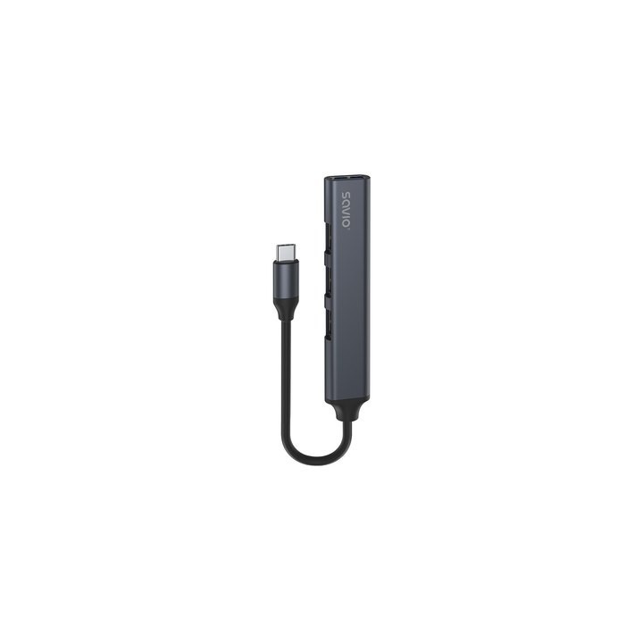 hub usb(c) - 3 x usb(a) 2.0 + 1 x usb(a) 3.1 usb 3.1 gen 1 negro y gris aluminio 5 gbps