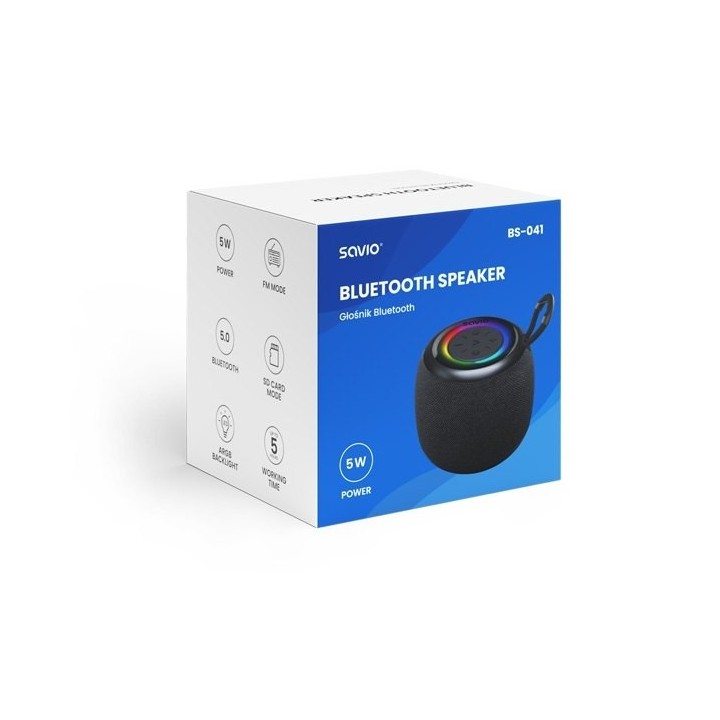 altavoz bluetooth 5.0 5w negro savio bs-041 alcance 10m autonomia 5h lector tarjetas