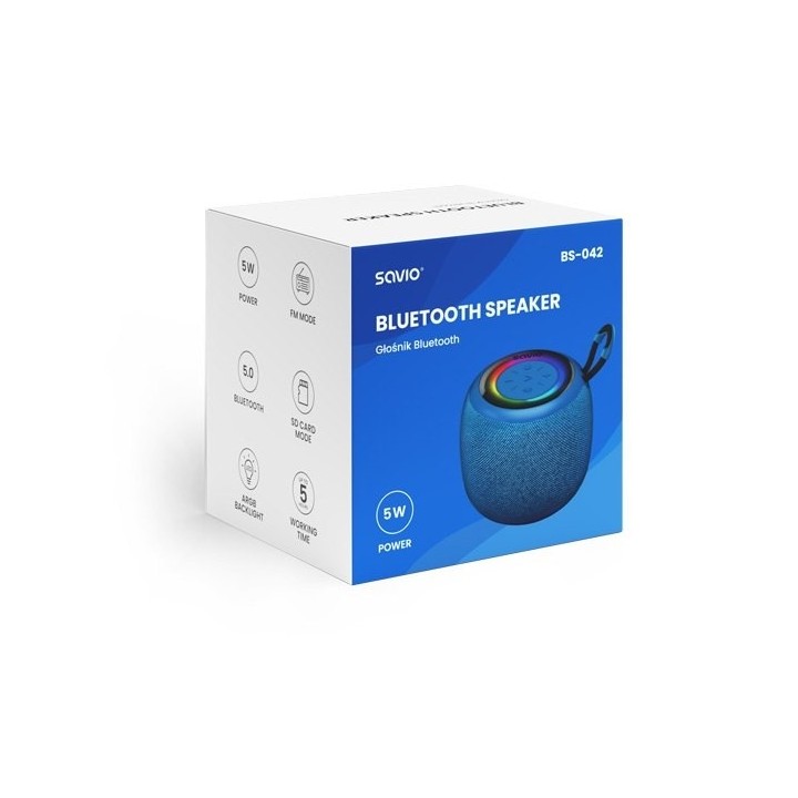 altavoz bluetooth 5.0 5w negro savio bs-042 alcance 10m autonomia 5h lector tarjetas