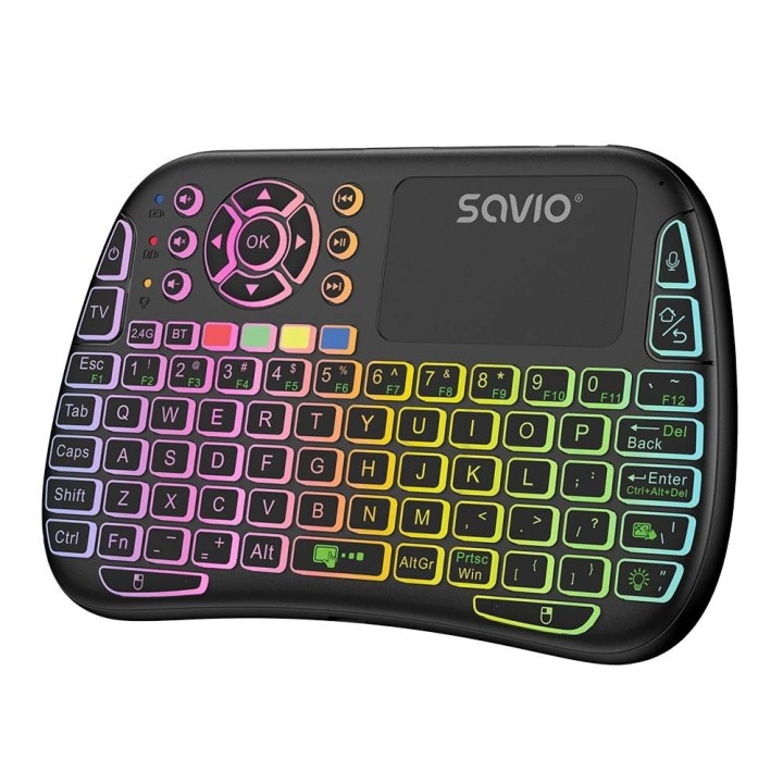 mini teclado inalambrico smart tv savio kw-04 teclado qwerty compatible con tv box y consolas