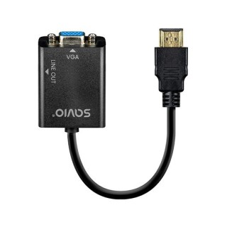 adaptador hdmi (m) - vga (h) + mini jack 3.5 mm 1080p negro
