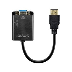 adaptador hdmi (m) - vga (h) + mini jack 3.5 mm 1080p negro