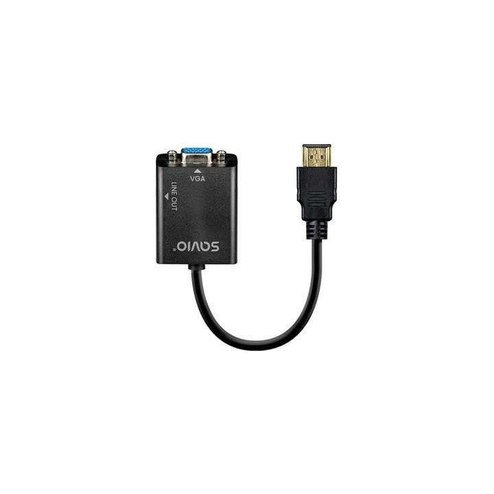 adaptador hdmi (m) - vga (h) + mini jack 3.5 mm 1080p negro