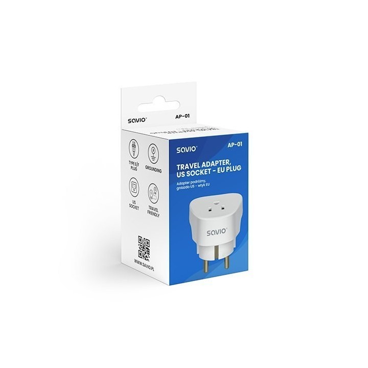 adaptador enchufe viaje usa a espana savio ap-01 15a 3750w 100-250v, 50 hz