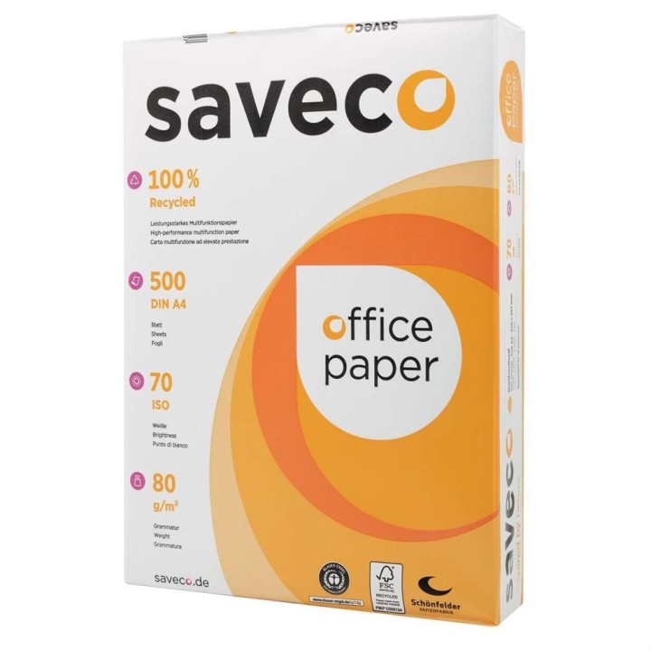 caja 5 paq. 500h papel saveco recicl. a4 80gr