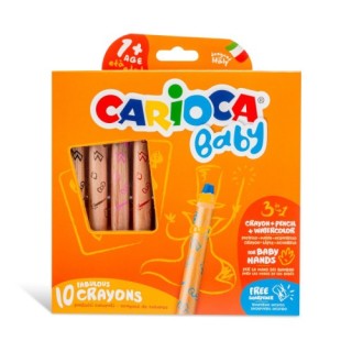 carioca caja 10 lapices 3 en 1 + sacapuntas carioca baby 42818