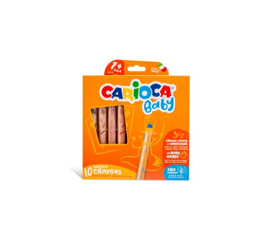 carioca caja 10 lapices 3 en 1 + sacapuntas carioca baby 42818