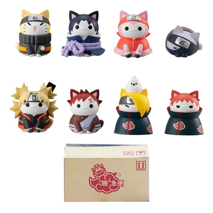 megahouse set 8 figuras megahouse naruto shippuden nyaruto battle vs akatsuki surtido