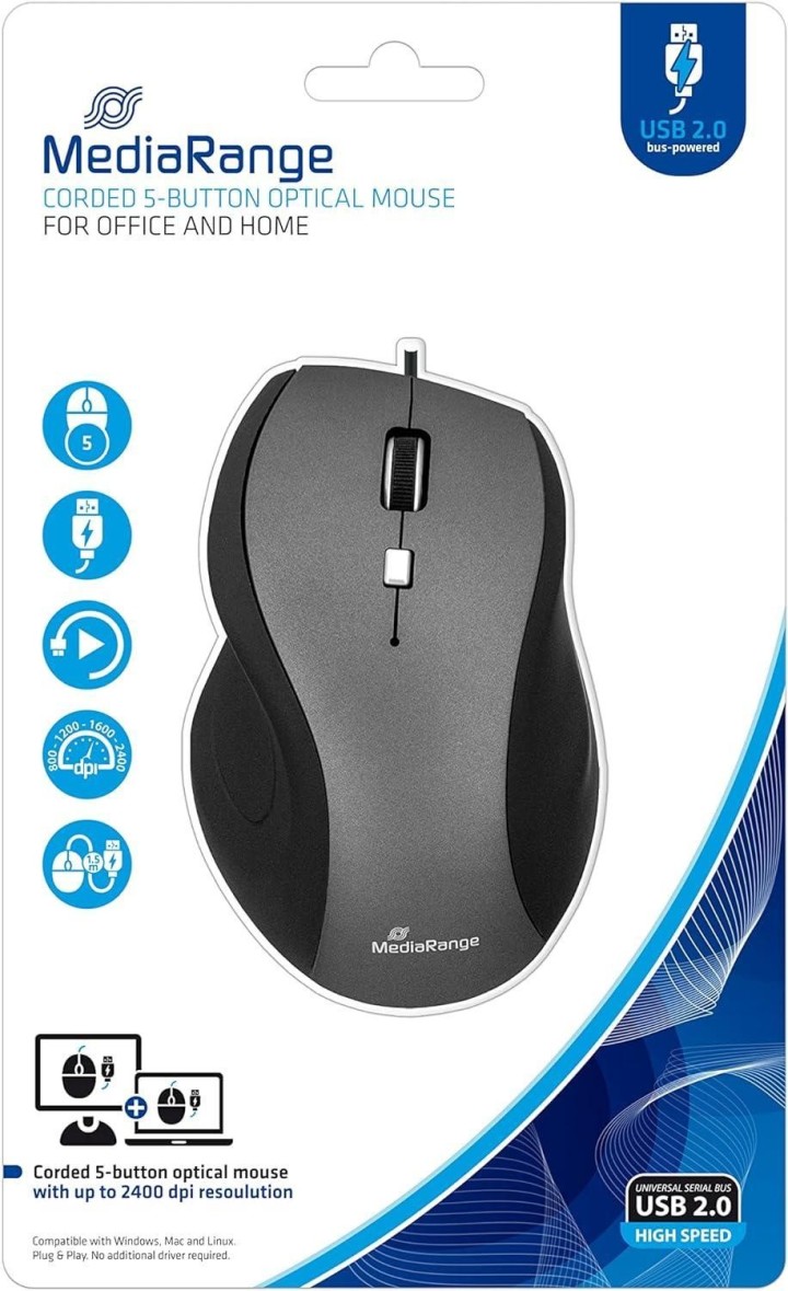 raton optico mediarange c/cable 5 bot mros202