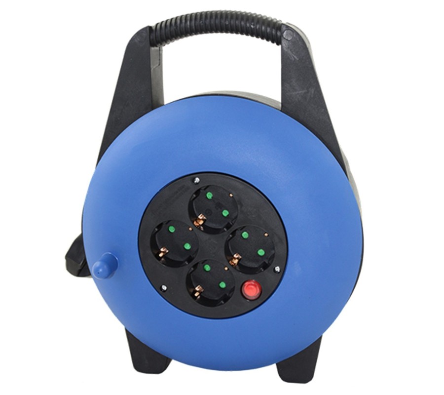silver regleta alargadera enrollacables 4 tomas -  15m -  16a -  250v -  3x1.5mm -  color azul